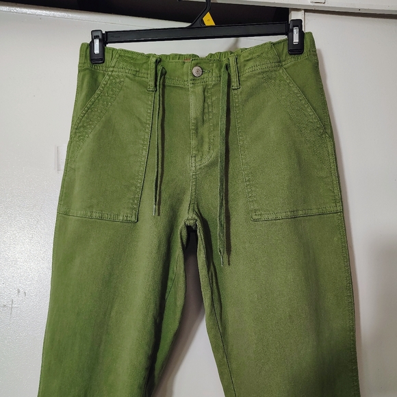 Judy Blue garment-dyed high-waisted jogger jeans drawstring olive green sz 27. - Picture 4 of 16
